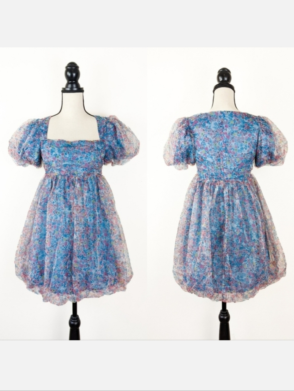 🦋LAST🦋 NWT Storia Ditsy Bubble Hem Baby Doll Mini Dress, Size Large